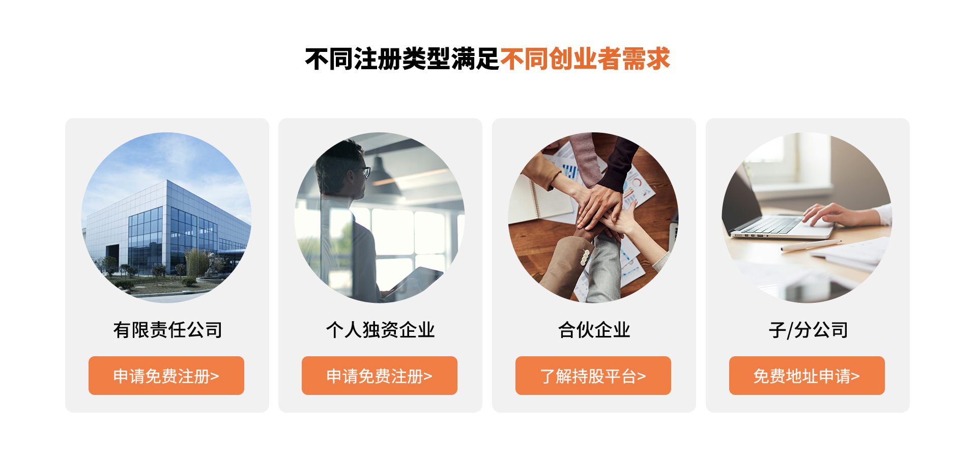 不同注册类型满足不同创业者需求